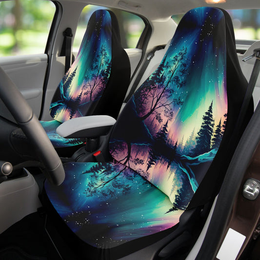 Northern Lights 8 Car Seat Covers - Front Seat Cover or Full Set Front and Back Seat Cover Universal Fit