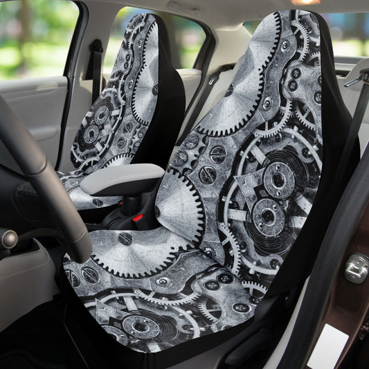 Metal Cogs Car Seat Covers - Front Seat Cover or Full Set Front and Back Seat Cover Universal Fit