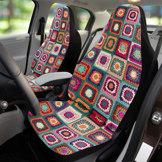 Granny Squares Car Seat Covers - Front Seat Cover or Full Set Front and Back Seat Cover Front Seat Cover Universal Fit