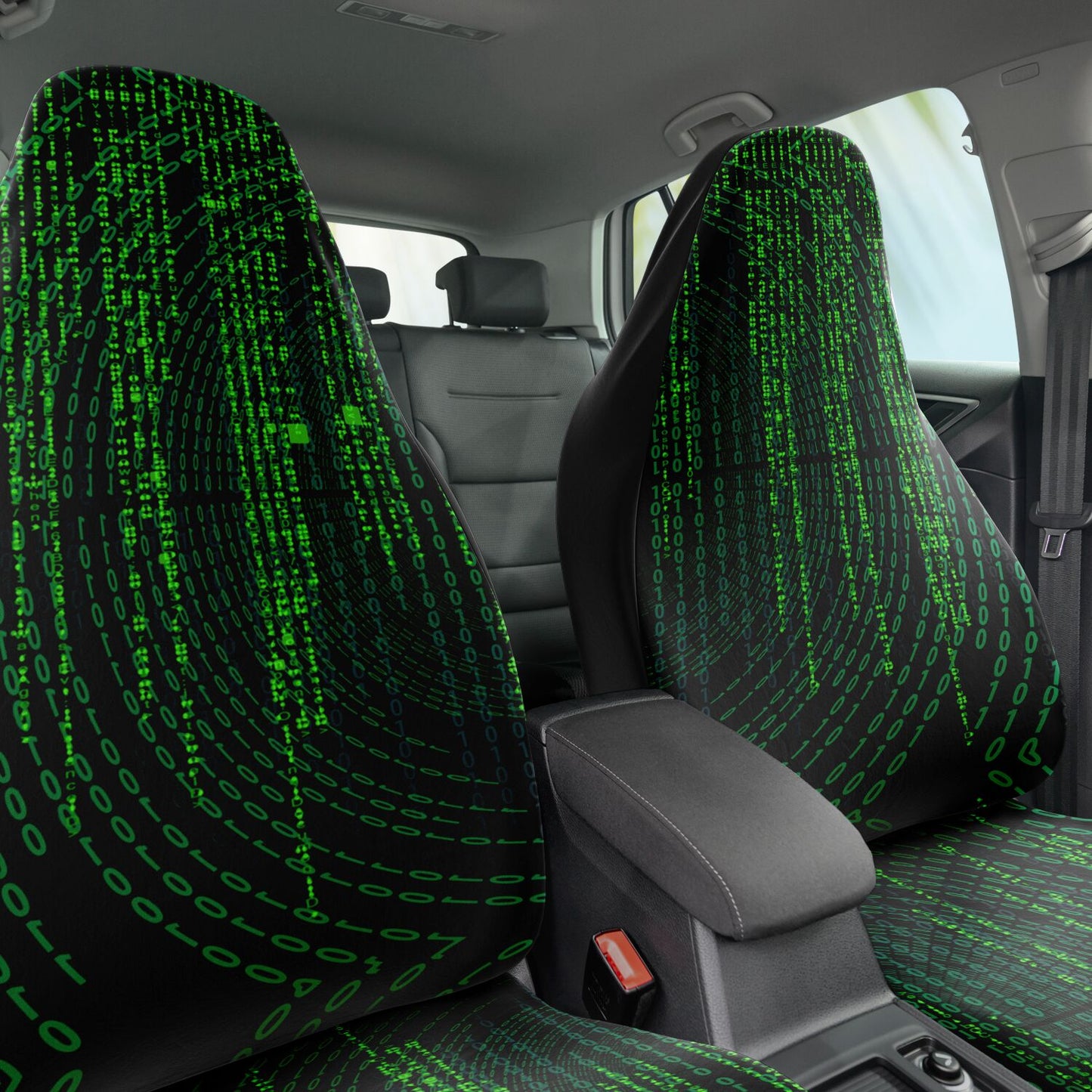 Binary Code Car Seat Cover - Front Seat Cover or Full Set Front and Back Seat Cover Universal Fit