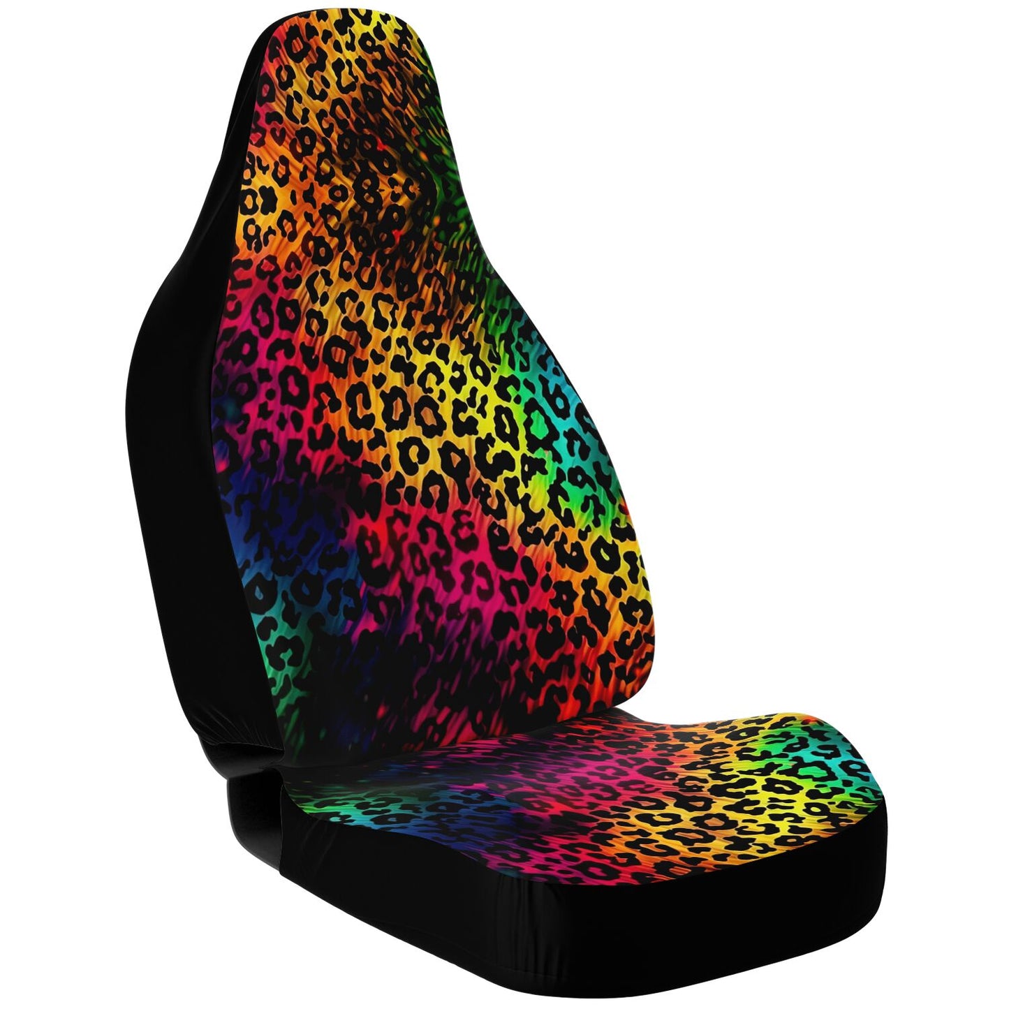 Bright Leopard Skin Print Car Seat Cover - Front Seat Cover or Full Set Front and Back Seat Cover Universal Fit