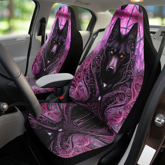 Wolf Midnight Purple Car Seat Covers - Front Seat Cover or Full Set Front and Back Seat Cover Universal Fit