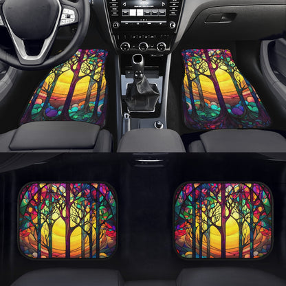 Yellow Tree Stained Glass Car Mats - Set of 2 or 4 Car Floor Mats Car Accessories