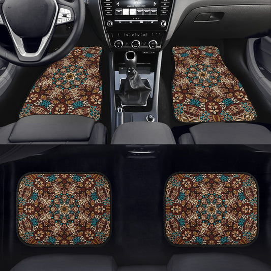 Blue And Brown Mandala Car Mats - Set of 2 or 4 Car Floor Mats Car Accessories