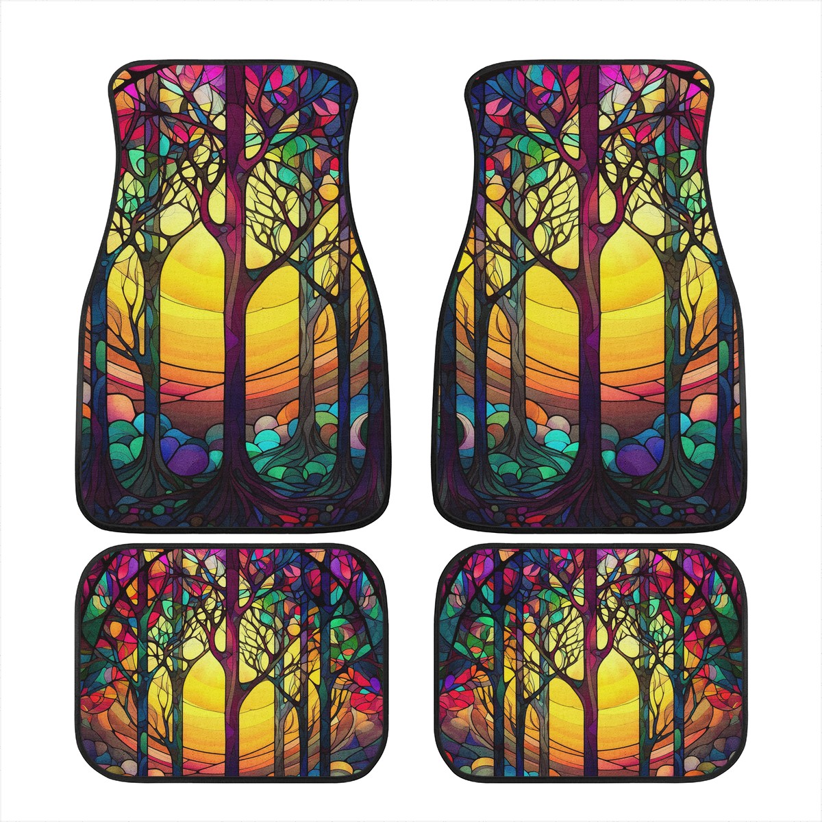 Yellow Tree Stained Glass Car Mats - Set of 2 or 4 Car Floor Mats Car Accessories