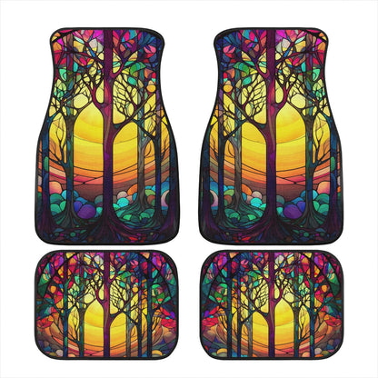 Yellow Tree Stained Glass Car Mats - Set of 2 or 4 Car Floor Mats Car Accessories