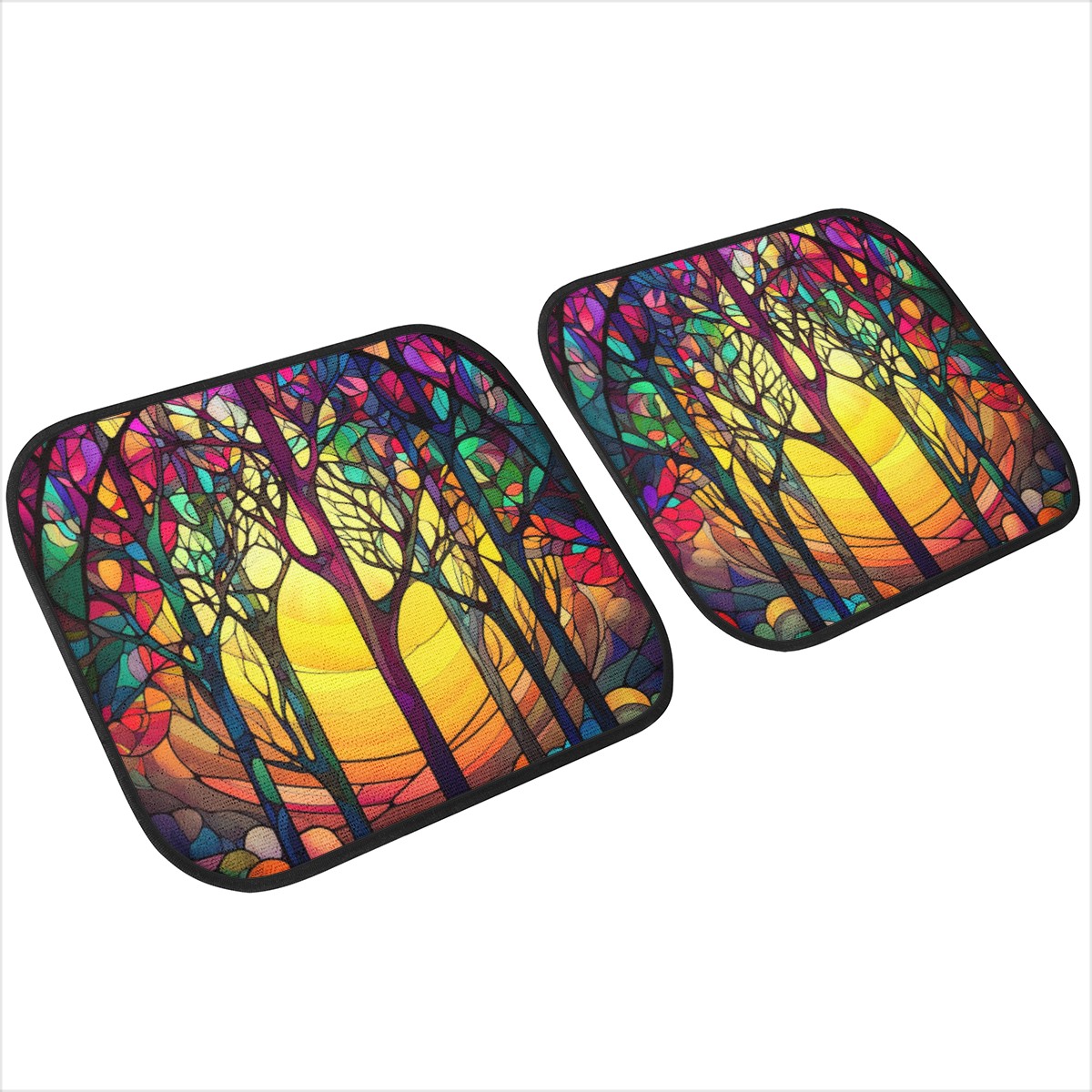 Yellow Tree Stained Glass Car Mats - Set of 2 or 4 Car Floor Mats Car Accessories