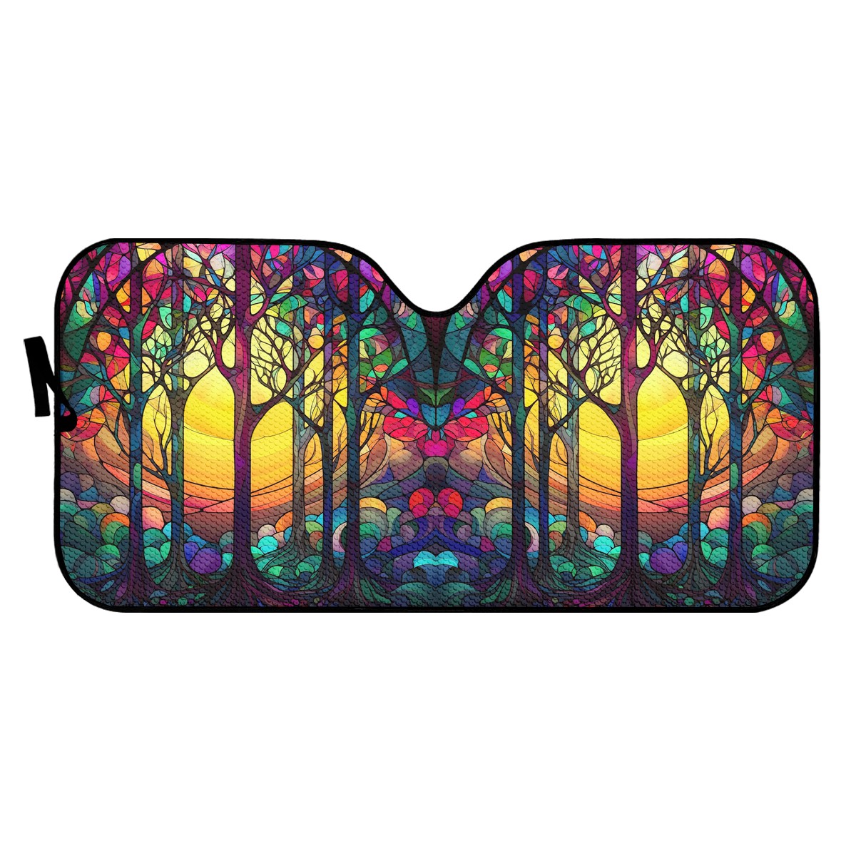 Yellow Tree Stained Glass Auto Sun Shade  - Car Shade for Vehicle Windscreen Shield Sun Covers