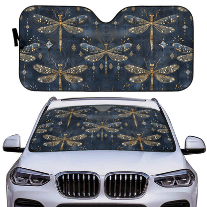 Blue Gold Dragonfly Sun Shade Auto Sun Shades - Car Shade for Vehicle Windscreen Shield Sun