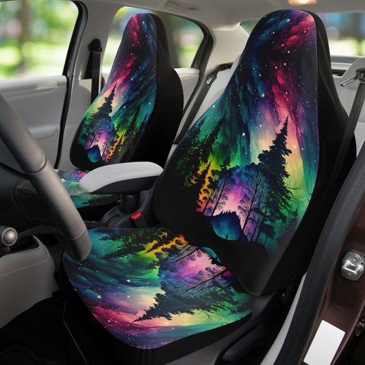 Northern Lights 10 Car Seat Covers - Front Seat Cover or Full Set Front and Back Seat Cover Universal Fit