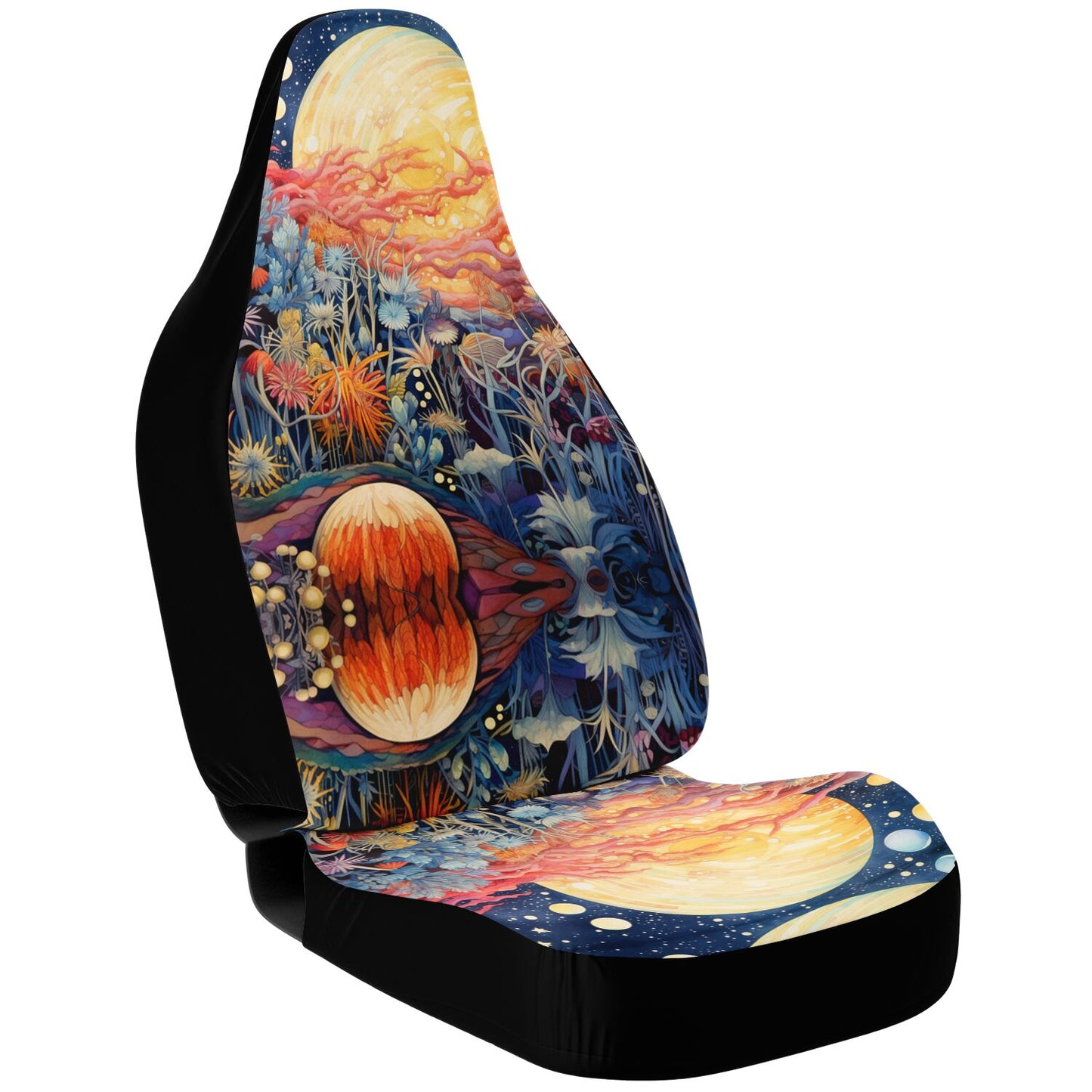 Yellow Moon Scape Car Seat Cover - Front Seat Cover or Full Set Front and Back Seat Cover Universal Fit