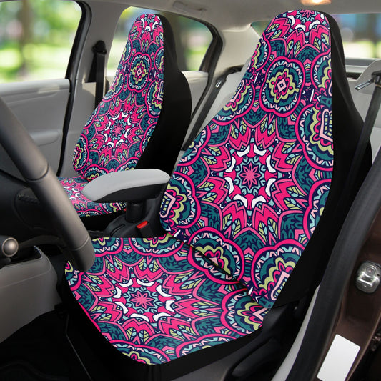 Funky Pink Mandala Car Seat Covers - Front Seat Cover or Full Set Front and Back Seat Cover Universal Fit