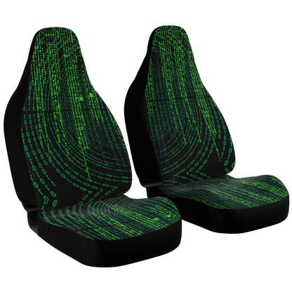 Binary Code Car Seat Cover - Front Seat Cover or Full Set Front and Back Seat Cover Universal Fit