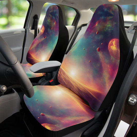 Galaxy Sun Moon Car Seat Cover - Front Seat Cover or Full Set Front and Back Seat Cover Universal Fit