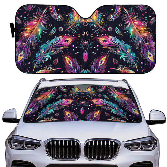 Mystical Bright Feathers Auto Sun Shade - Car Shades for Vehicle Windscreen Shield Sun Covers