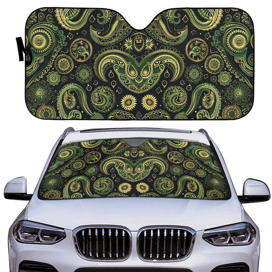 Paisley Vintage Green Auto Sun Shade - Car Shades for Vehicle Windscreen Shield Sun Covers