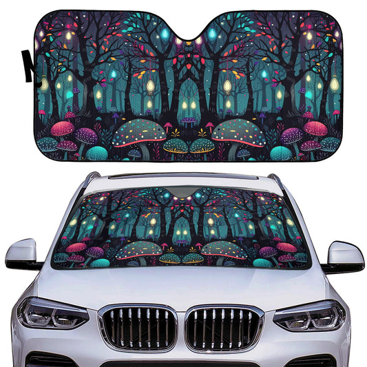 Glowing Mushroom Forest Auto Sun Shade - Car Shades for Vehicle Windscreen Shield Sun Covers