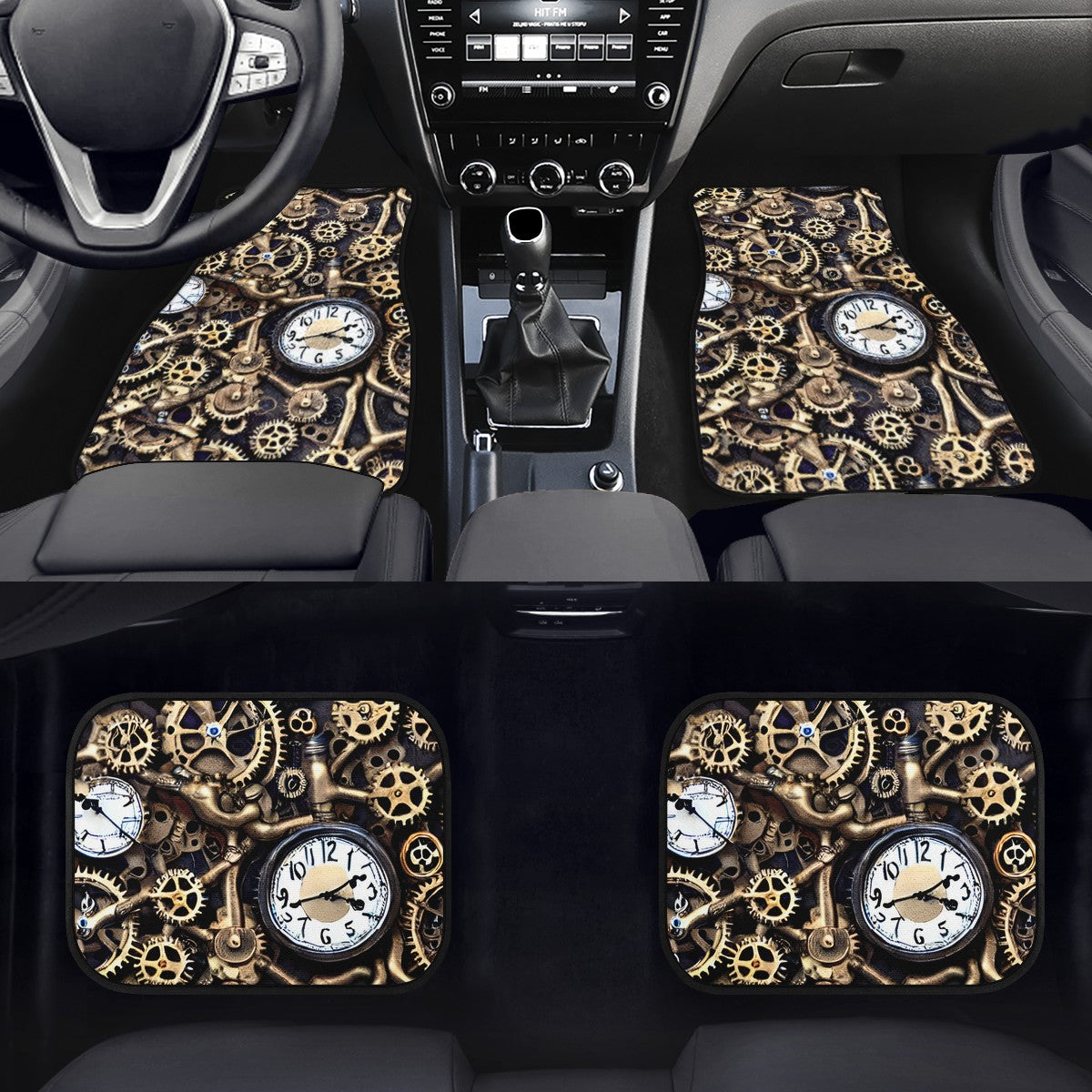 Cogs and Clocks Car Mats Car - Set of 2 or 4 Car Floor Mats Car Accessories