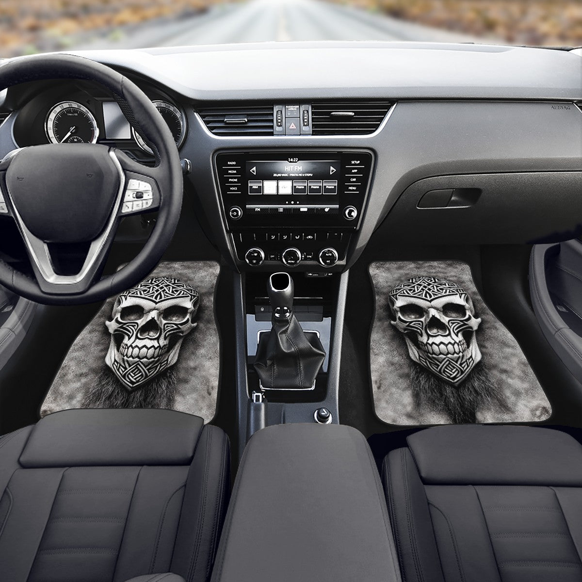 Viking Carved Skull Car Mats - Set of 2 or 4 Car Floor Mats Car Accessories