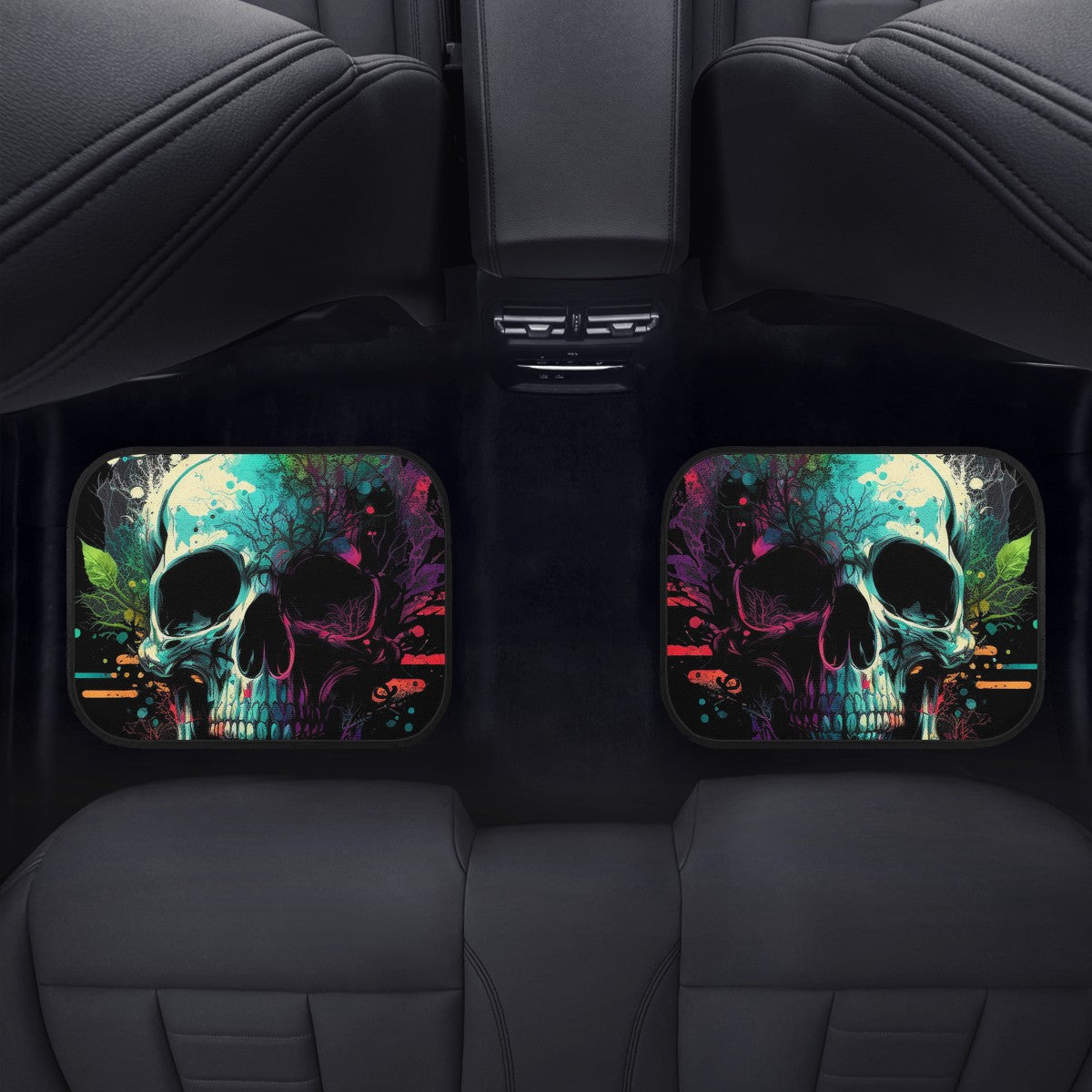 Paint Skull Blue Car Mats - Set of 2 or 4 Car Floor Mats Car Accessories