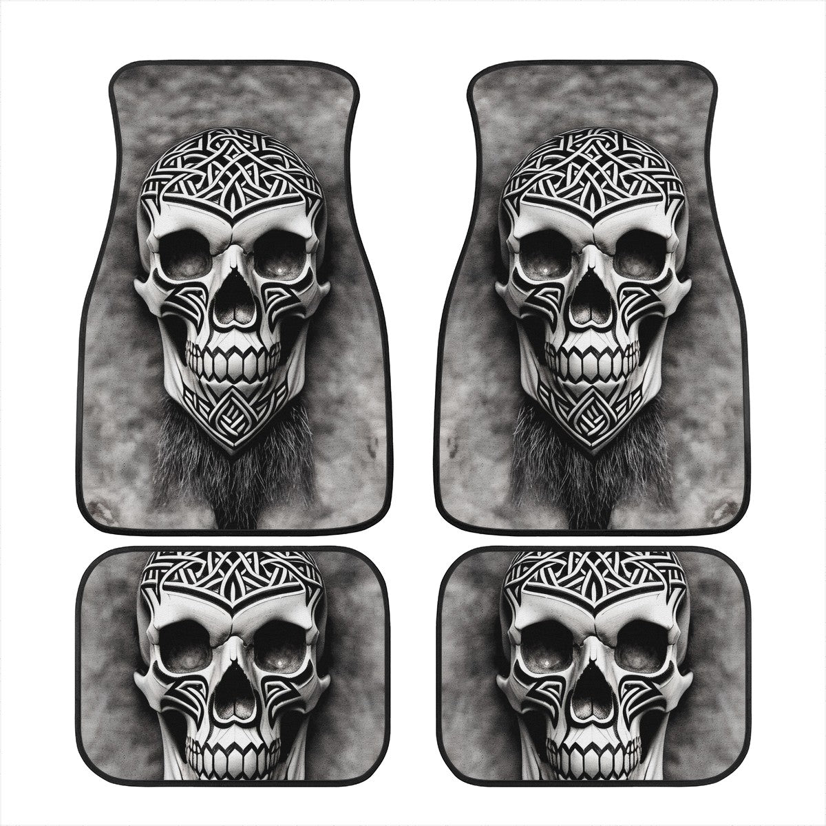 Viking Carved Skull Car Mats - Set of 2 or 4 Car Floor Mats Car Accessories