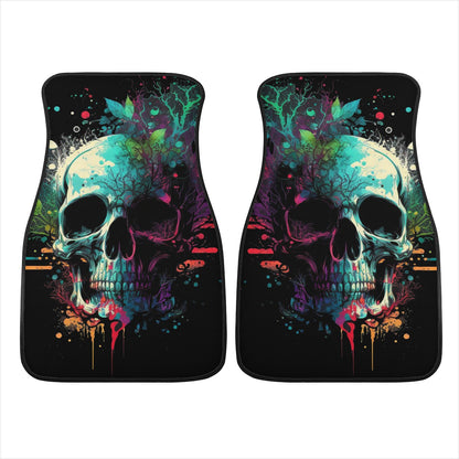 Paint Skull Blue Car Mats - Set of 2 or 4 Car Floor Mats Car Accessories