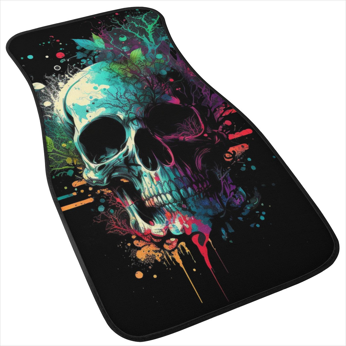 Paint Skull Blue Car Mats - Set of 2 or 4 Car Floor Mats Car Accessories