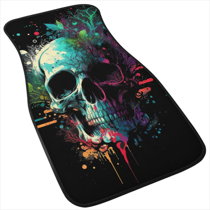 Paint Skull Blue Car Mats - Set of 2 or 4 Car Floor Mats Car Accessories