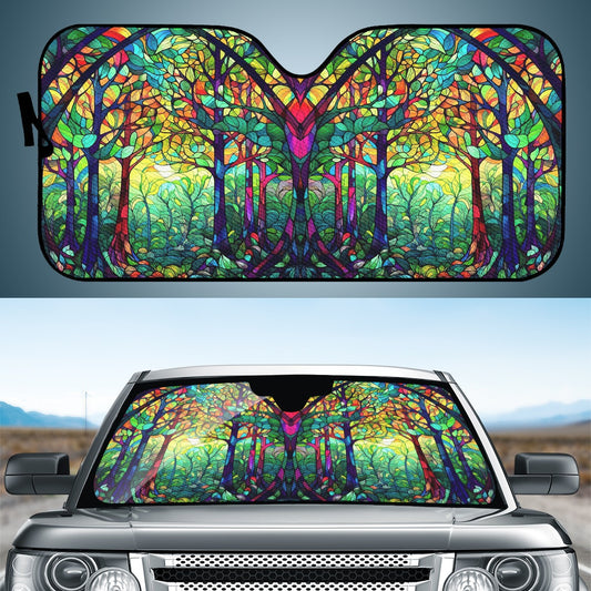 Dark Stained Glass Auto Sun Shade - Car Shade for Vehicle Windscreen Shield Sun Covers