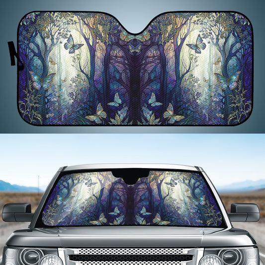 Blue Enchanted Forest Auto Sun Shade - Car Shade for Vehicle Windscreen Shield Sun Covers